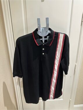 Fila Black Polo with White and Red Side Stripe